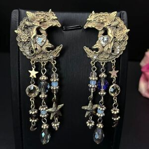 Mystical Vintage Like Moon Angel Dangle Earrings – Vintage Gold